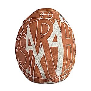 Handcrafted Ceramic Decorative Egg 3 1/4” Easter Etched Design Signed